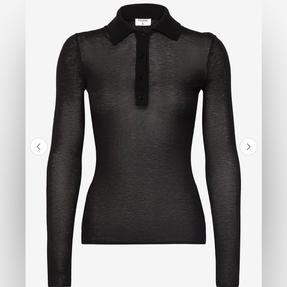 NWT Filippa K black knit sheer lightweight day 2 nite polo long sleeve sweater S - Picture 6 of 6